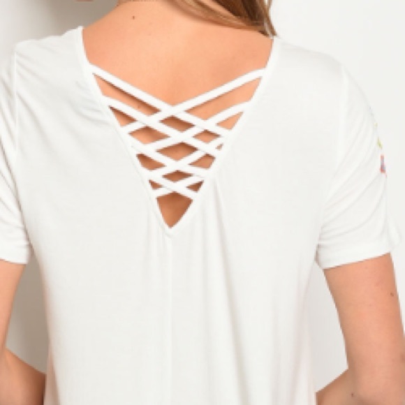 Off-white floral embroidery jersey tunic dress. - Picture 4 of 6